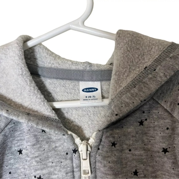 Old Navy Girls Full Zip Hoodie Sweatshirt Small Star Pattern Pockets Knit Top - Picture 3 of 5